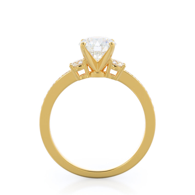 Duet Diamond Engagement Ring with Round Cut Diamond in 14KT Yellow Gold view 2