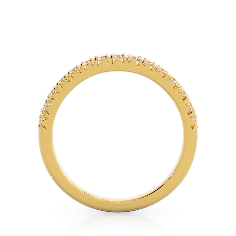 French Basket Pave Diamond Wedding Band with 18KT Yellow Gold Cut Diamond in 14KT Yellow Gold view 2