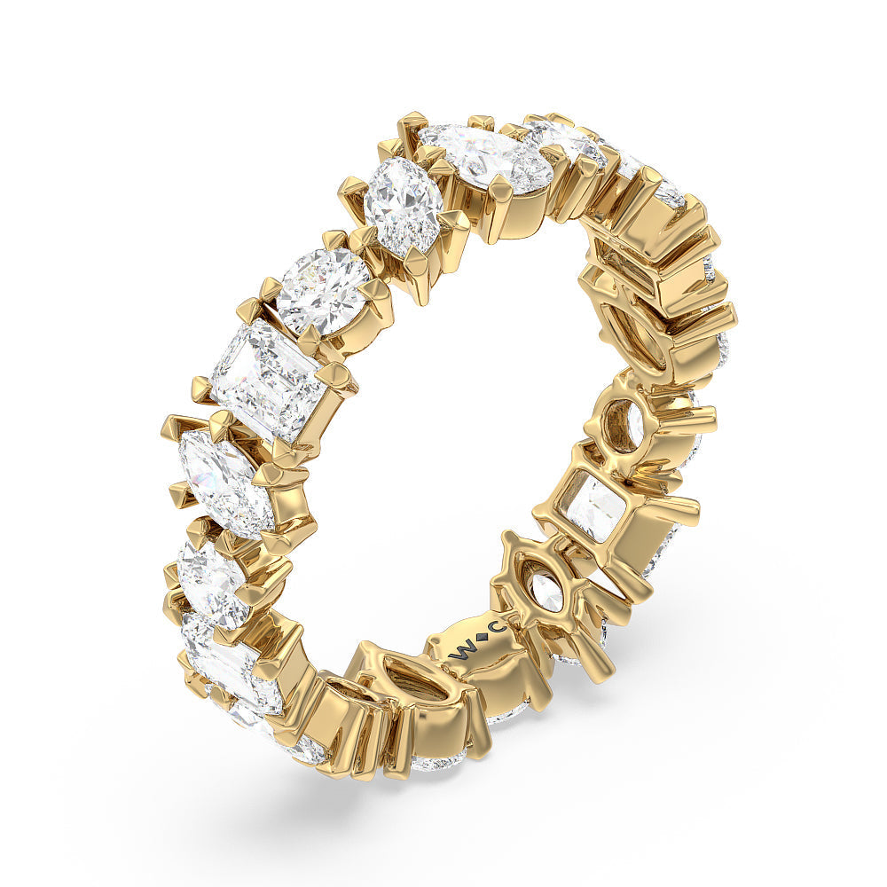 Mixed Shape Eternity Ring with 18KT Yellow Gold / Lab / 2 9/10 Cut Diamond in 14KT Yellow Gold / Lab / 2 9/10 view 3