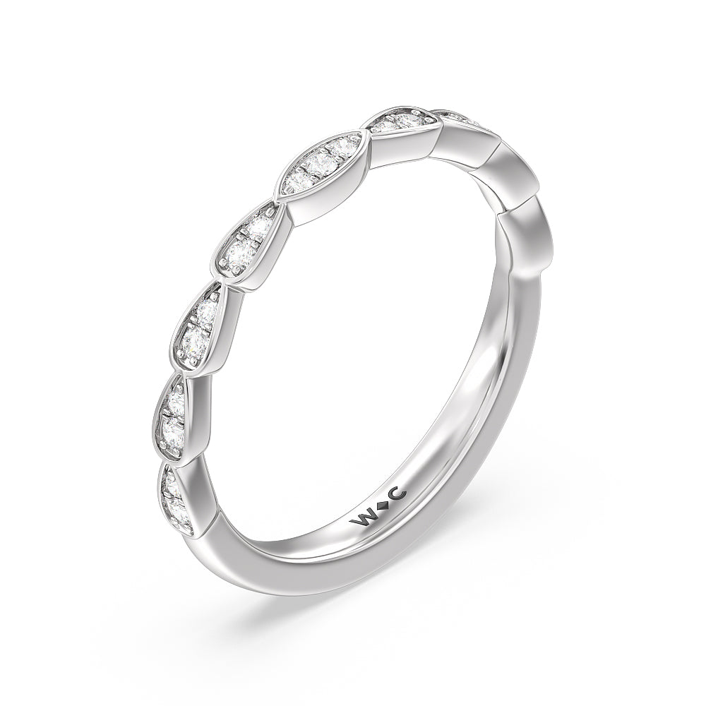 Forget-Me-Not Hidden Halo Diamond Wedding Band with 18KT White Gold Cut Diamond in 14KT White Gold view 4