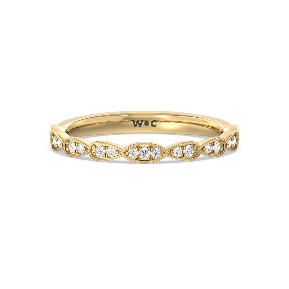 Forget-Me-Not Hidden Halo Diamond Wedding Band with 18KT Yellow Gold Cut Diamond in 14KT Yellow Gold view 1