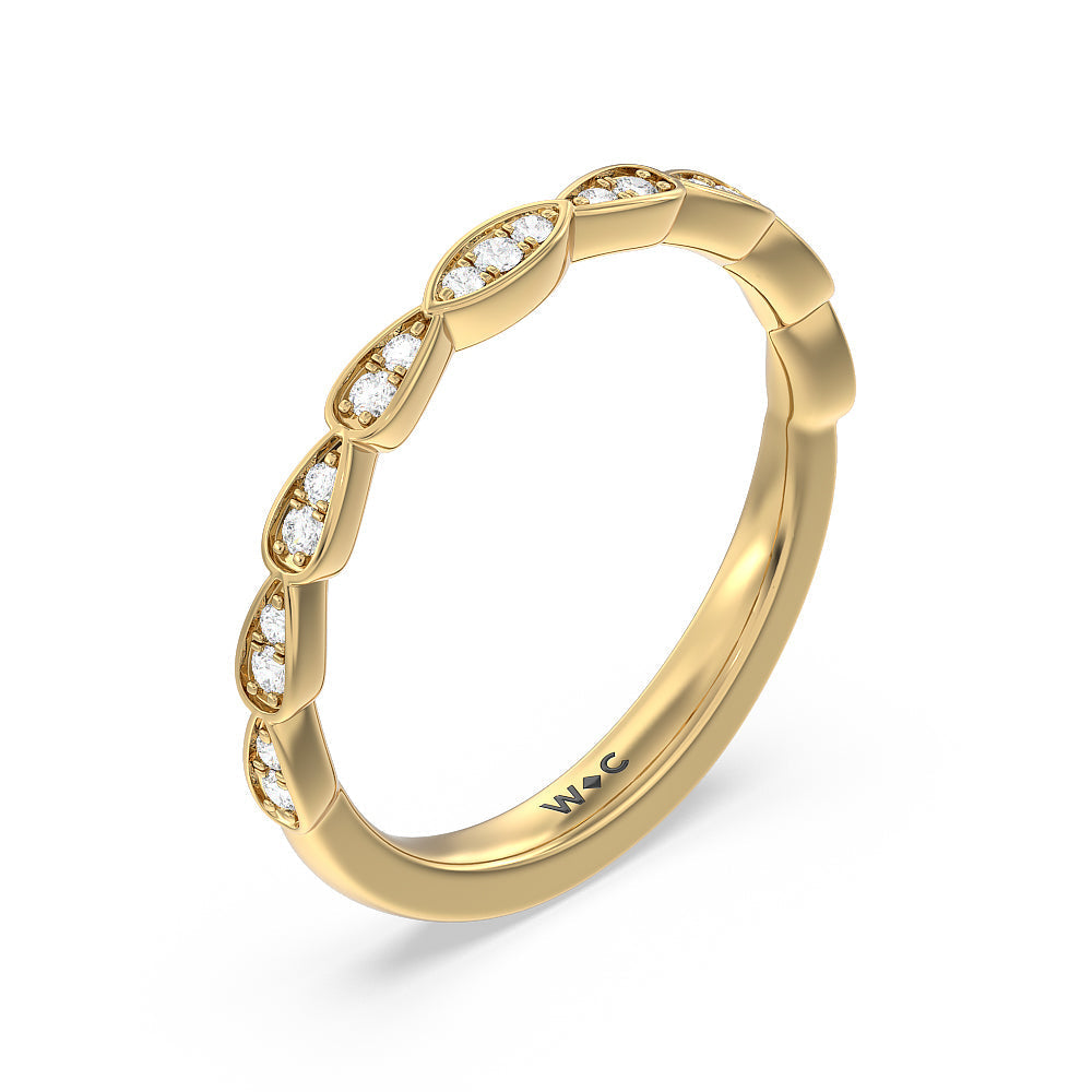Forget-Me-Not Hidden Halo Diamond Wedding Band with 18KT Yellow Gold Cut Diamond in 14KT Yellow Gold view 4