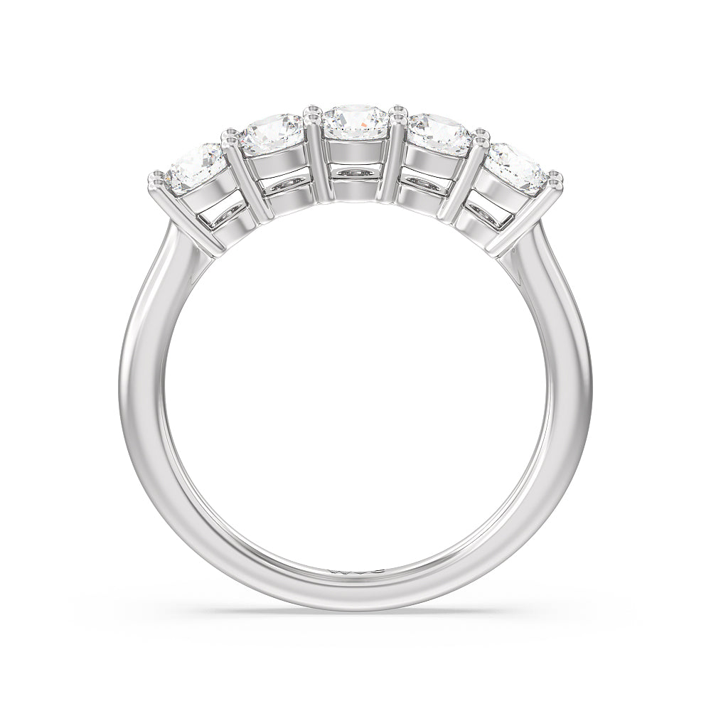 Five Stone Round Brilliant Cut Diamond Ring with 18KT White Gold / Lab / 1 Cut Diamond in 14KT White Gold / Lab / 1 view 2