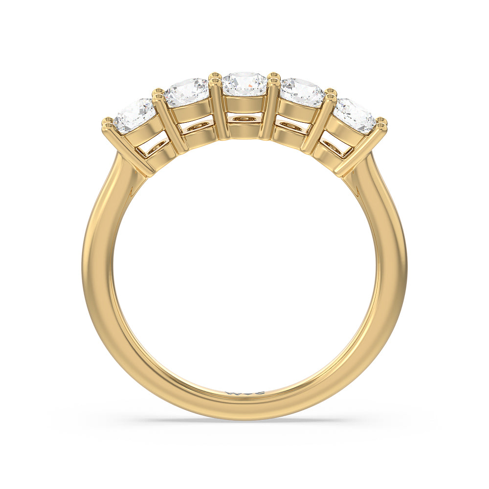 Five Stone Round Brilliant Cut Diamond Ring with 18KT Yellow Gold / Lab / 1 Cut Diamond in 14KT Yellow Gold / Lab / 1 view 2