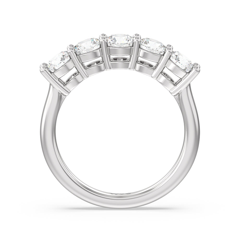 Five Stone Round Brilliant Cut Diamond Ring with 18KT White Gold / Lab / 1 1/2 Cut Diamond in 14KT White Gold / Lab / 1 1/2 view 2