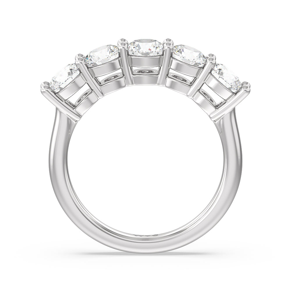 Five Stone Round Brilliant Cut Diamond Ring with 18KT White Gold / Lab / 2 Cut Diamond in 14KT White Gold / Lab / 2 view 2