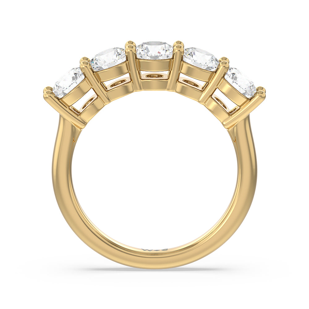 Five Stone Round Brilliant Cut Diamond Ring with 18KT Yellow Gold / Lab / 2 Cut Diamond in 14KT Yellow Gold / Lab / 2 view 2