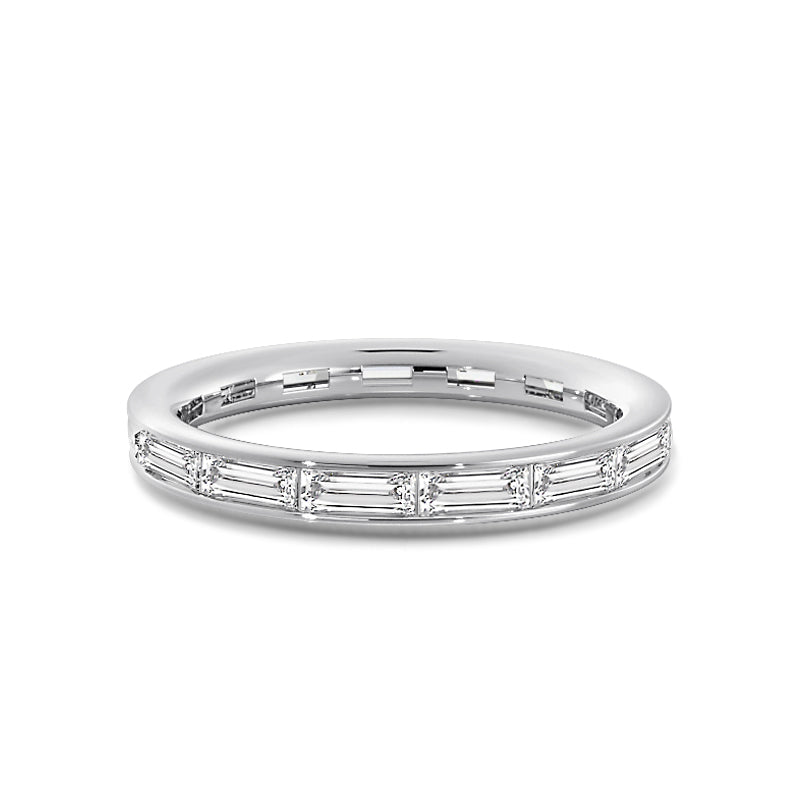 Baguette Diamond East-West Eternity Ring with 18KT White Gold / Lab / 3/4 Cut Diamond in 14KT White Gold / Lab / 3/4 view 1