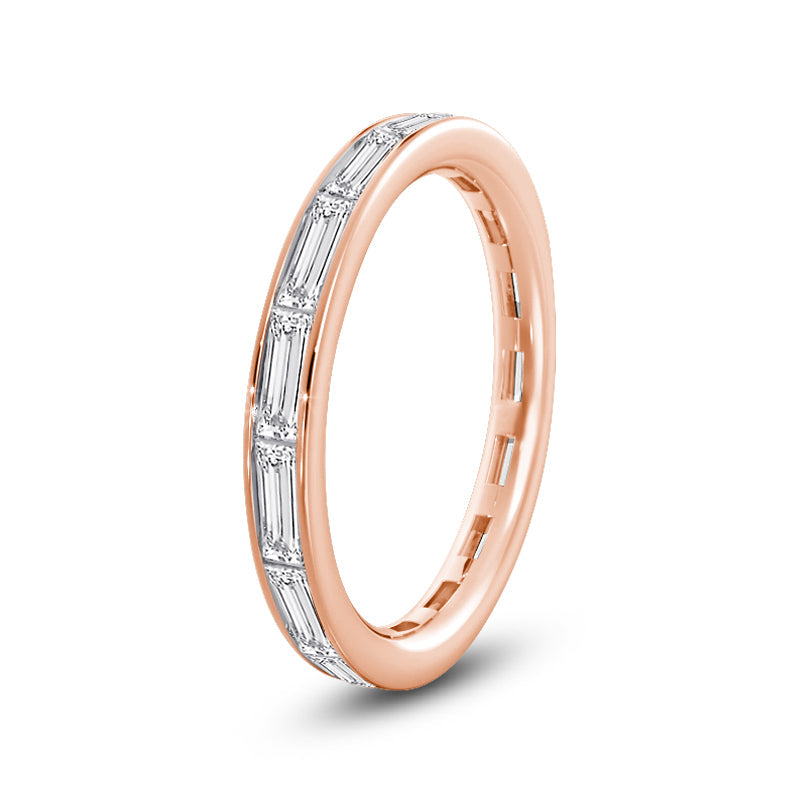 Baguette Diamond East-West Eternity Ring with 18KT Rose Gold / Lab / 1 1/4 Cut Diamond in 14KT Rose Gold / Lab / 1 1/4 view 2