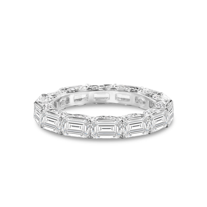 East-West Sash-Set Emerald Cut Diamond Eternity Ring