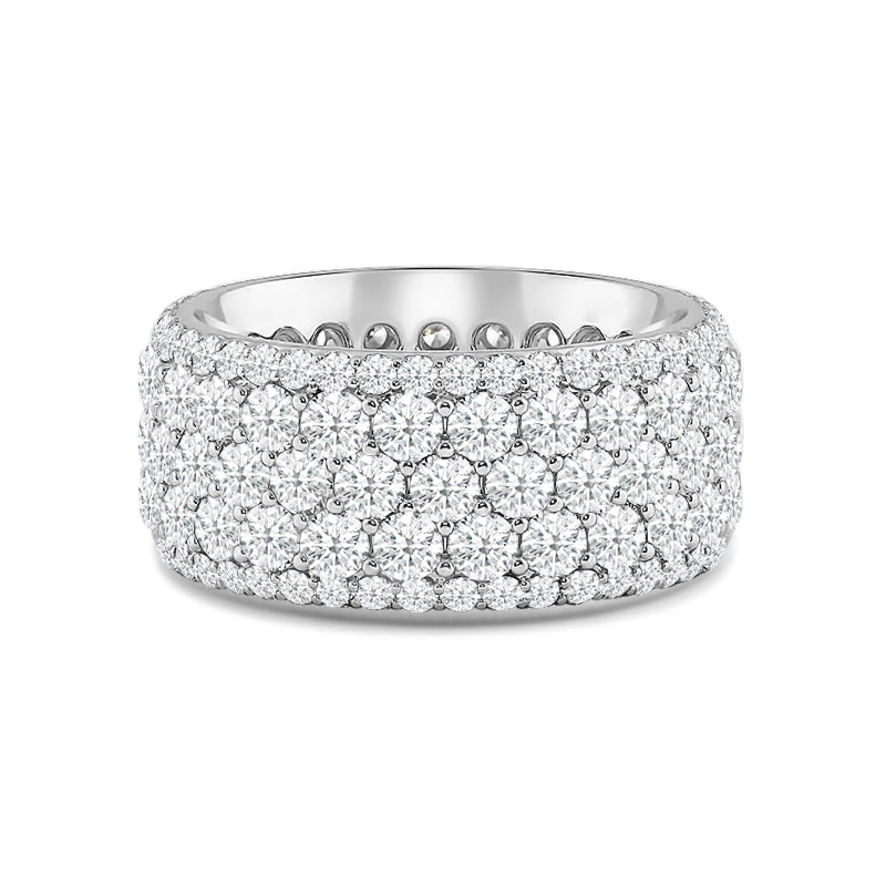 Full Pave Five-Row Diamond Wide Eternity Ring