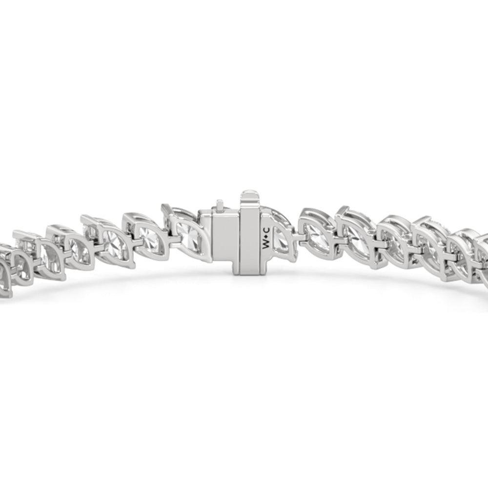 Angled Marquise Bezel Tennis Bracelet with 10 Cut Diamond in 14KT White Gold view 7
