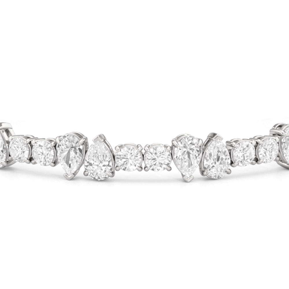 North-South Pear Sequenced Tennis Bracelet with Lab Cut Diamond in 14KT White Gold view 4
