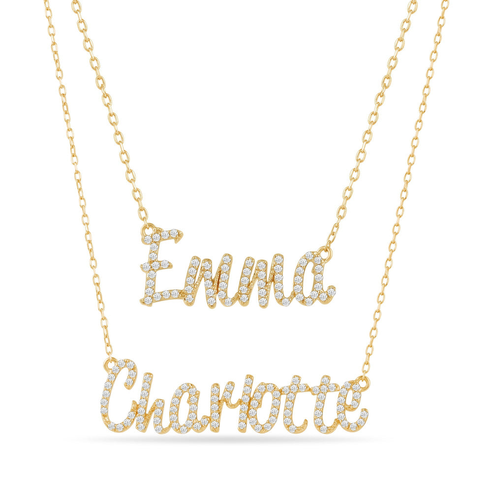 Personalized Name Necklace with Diamonds with 10 Cut Diamond in 14KT Yellow Gold view 2
