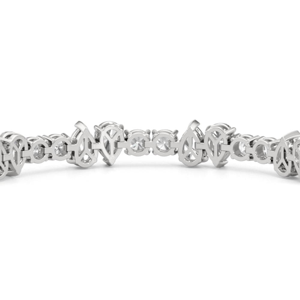 North-South Pear Sequenced Tennis Bracelet with Lab Cut Diamond in 14KT White Gold view 6
