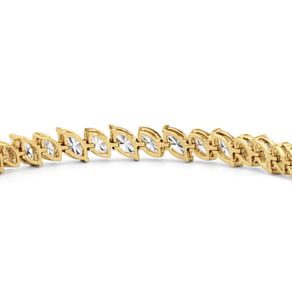 Angled Marquise Bezel Tennis Bracelet with 10 Cut Diamond in 14KT Yellow Gold view 8
