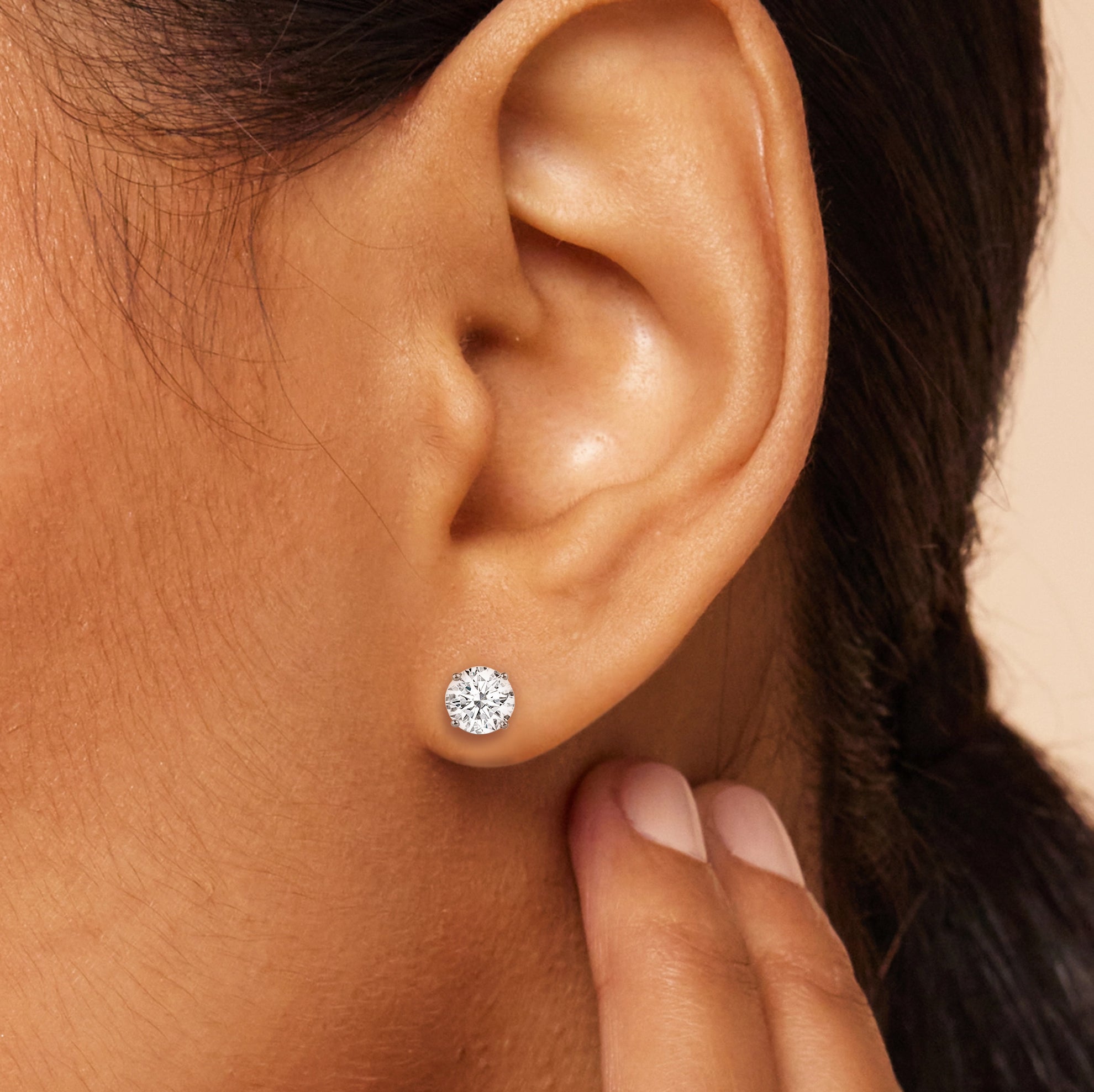 Classic Round Diamond Four Prong Stud Earrings