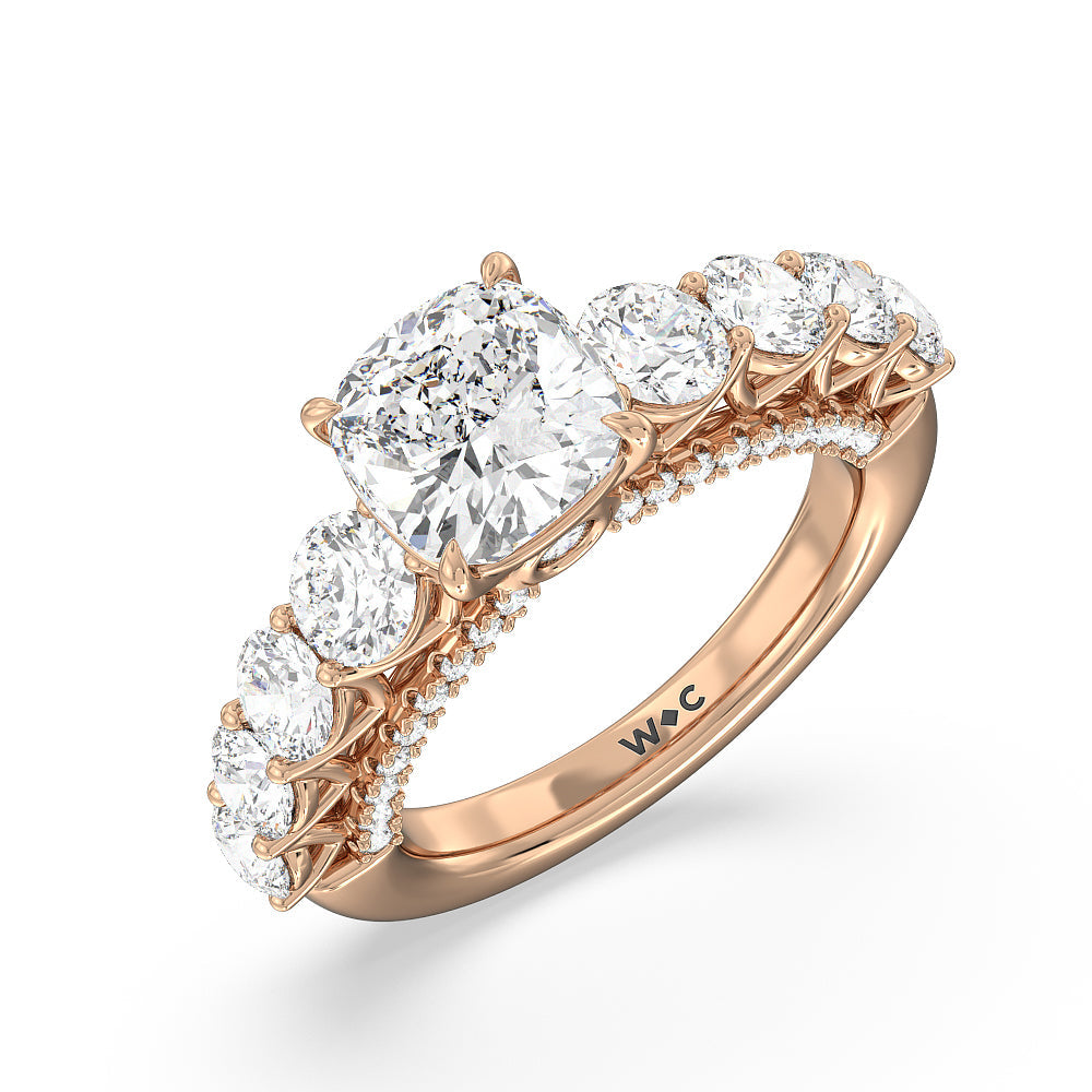 Cushion Cut The Sutton Ring with Lab Grown Diamond in 14KT Rose Gold view 3
