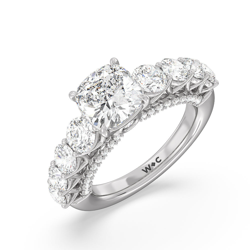 Cushion Cut The Sutton Ring with Lab Grown Diamond in 14KT Platinum view 3
