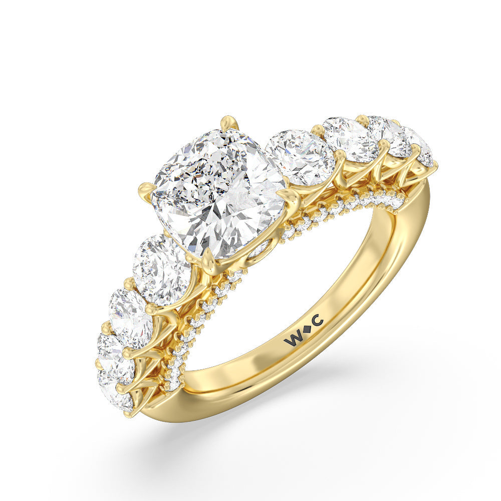 Cushion Cut The Sutton Ring with Lab Grown Diamond in 14KT Yellow Gold view 3
