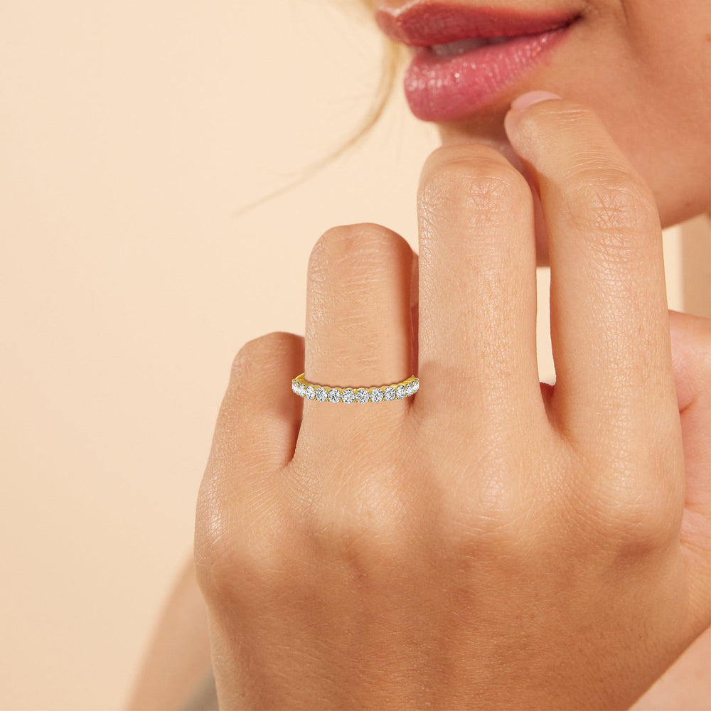 Model Wearing The Park Avenue Diamond Wedding Band view