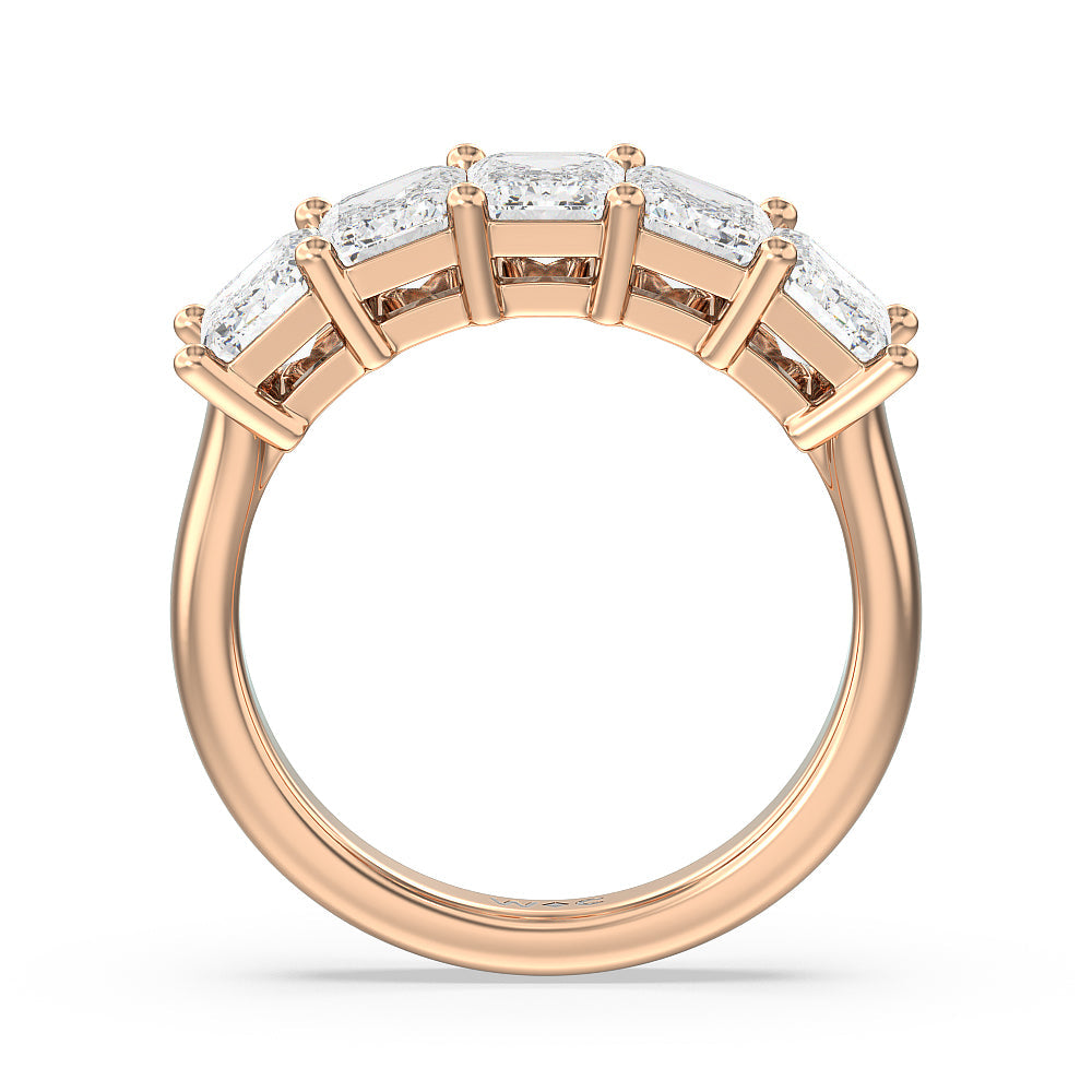 Five Stone Emerald Cut Diamond Ring with 18KT Rose Gold / Lab / 4 Cut Diamond in 14KT Rose Gold / Lab / 4 view 3
