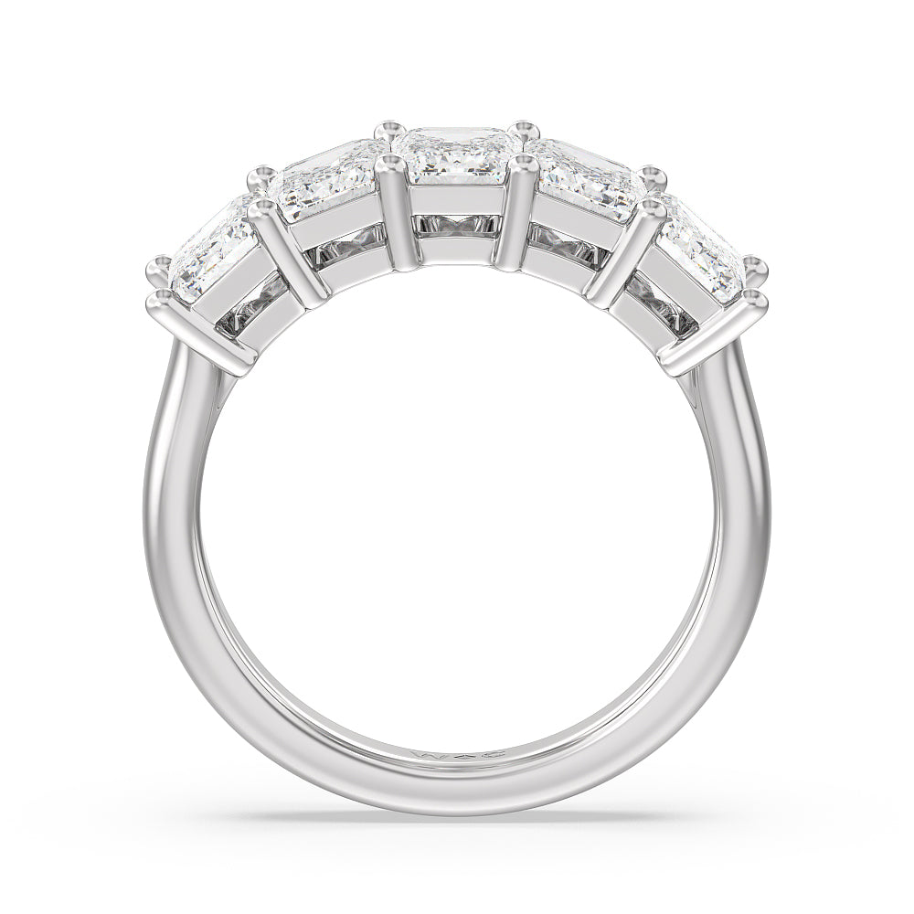 Five Stone Emerald Cut Diamond Ring with 18KT White Gold / Lab / 4 Cut Diamond in 14KT White Gold / Lab / 4 view 3
