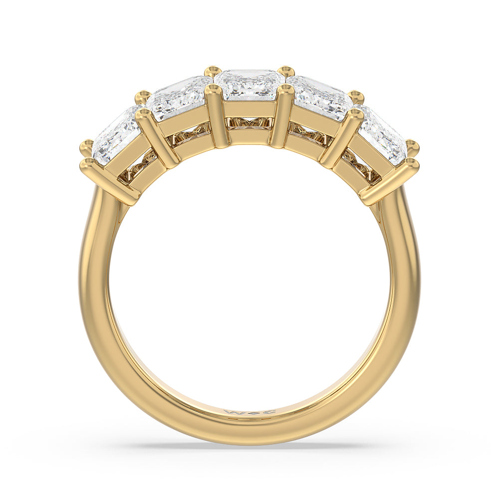 Five Stone Emerald Cut Diamond Ring with 18KT Yellow Gold / Lab / 4 Cut Diamond in 14KT Yellow Gold / Lab / 4 view 3
