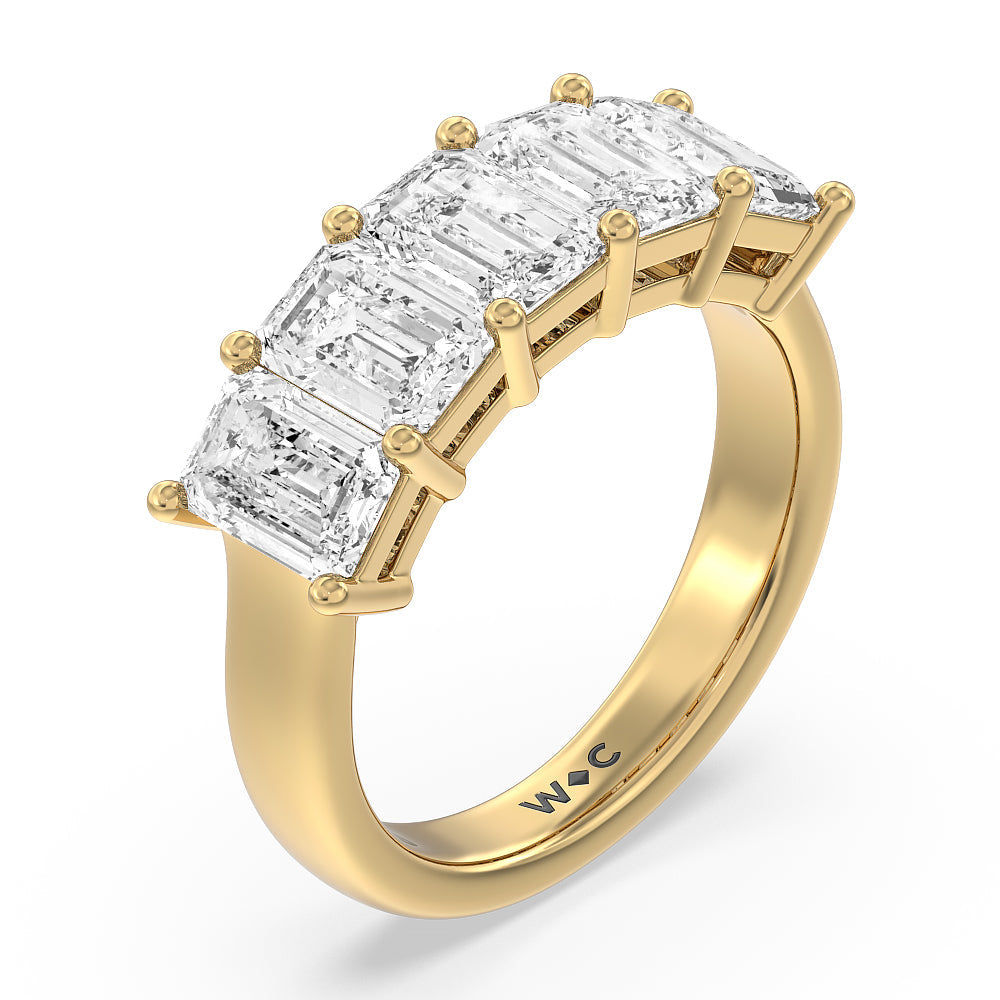 Five Stone Emerald Cut Diamond Ring with 18KT Yellow Gold / Lab / 4 Cut Diamond in 14KT Yellow Gold / Lab / 4 view 2
