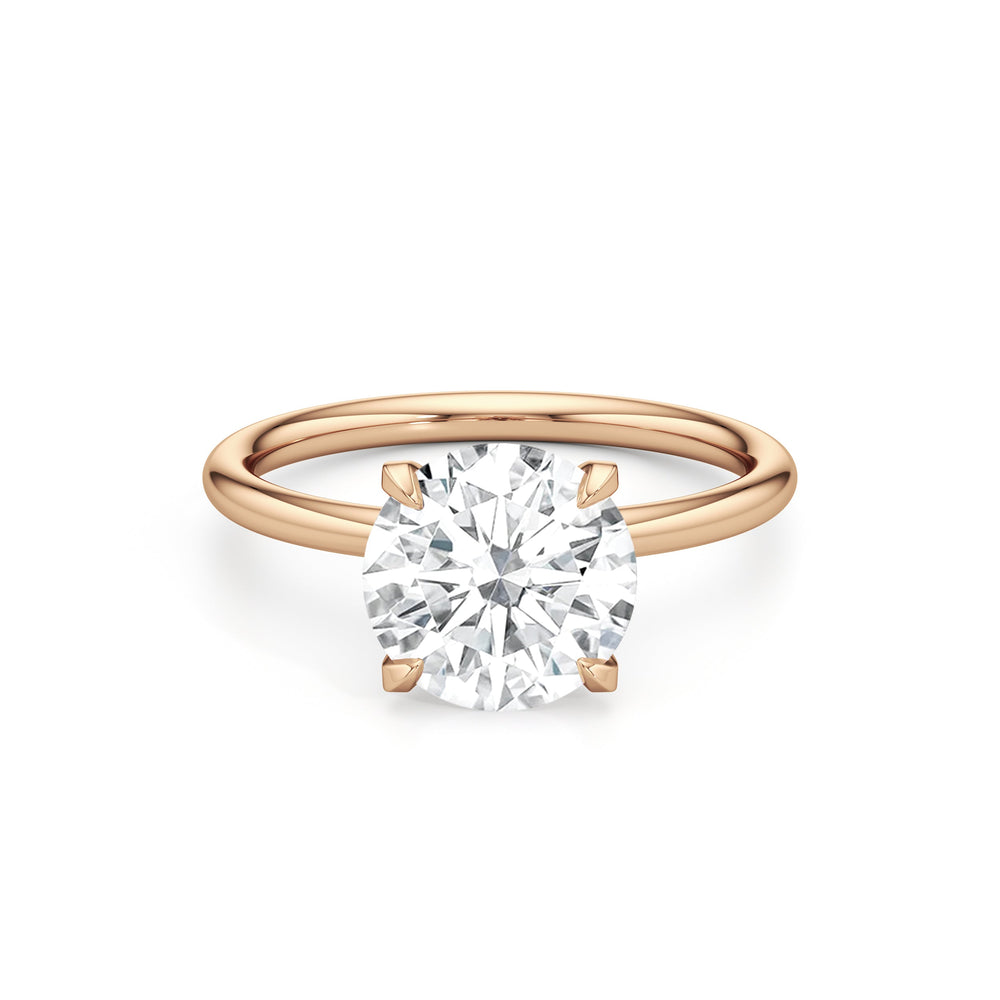 Round Cut The W Classic Engagement Ring with Lab Grown Diamond in 14KT Rose Gold view 1
