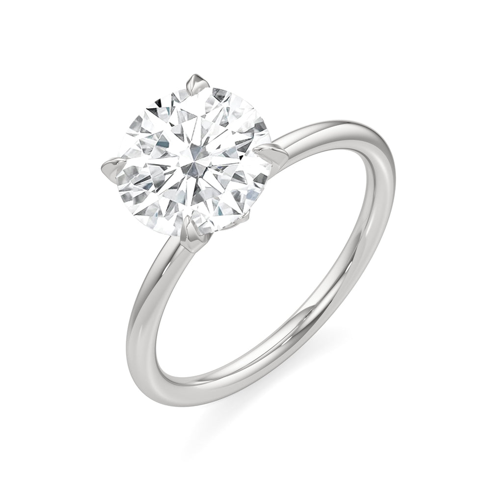 Round Cut The W Classic Engagement Ring with Lab Grown Diamond in 14KT Platinum view 3
