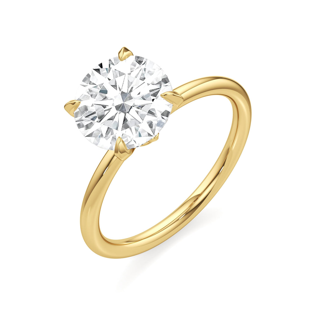 Round Cut The W Classic Engagement Ring with Lab Grown Diamond in 14KT Yellow Gold view 3
