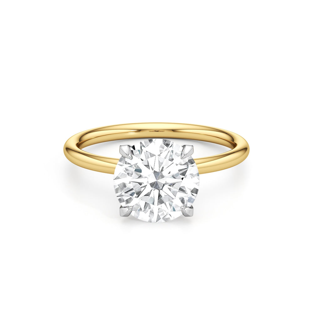 Round Cut The W Classic Engagement Ring with Lab Grown Diamond in 14KT Yellow Gold & Platinum view 1
