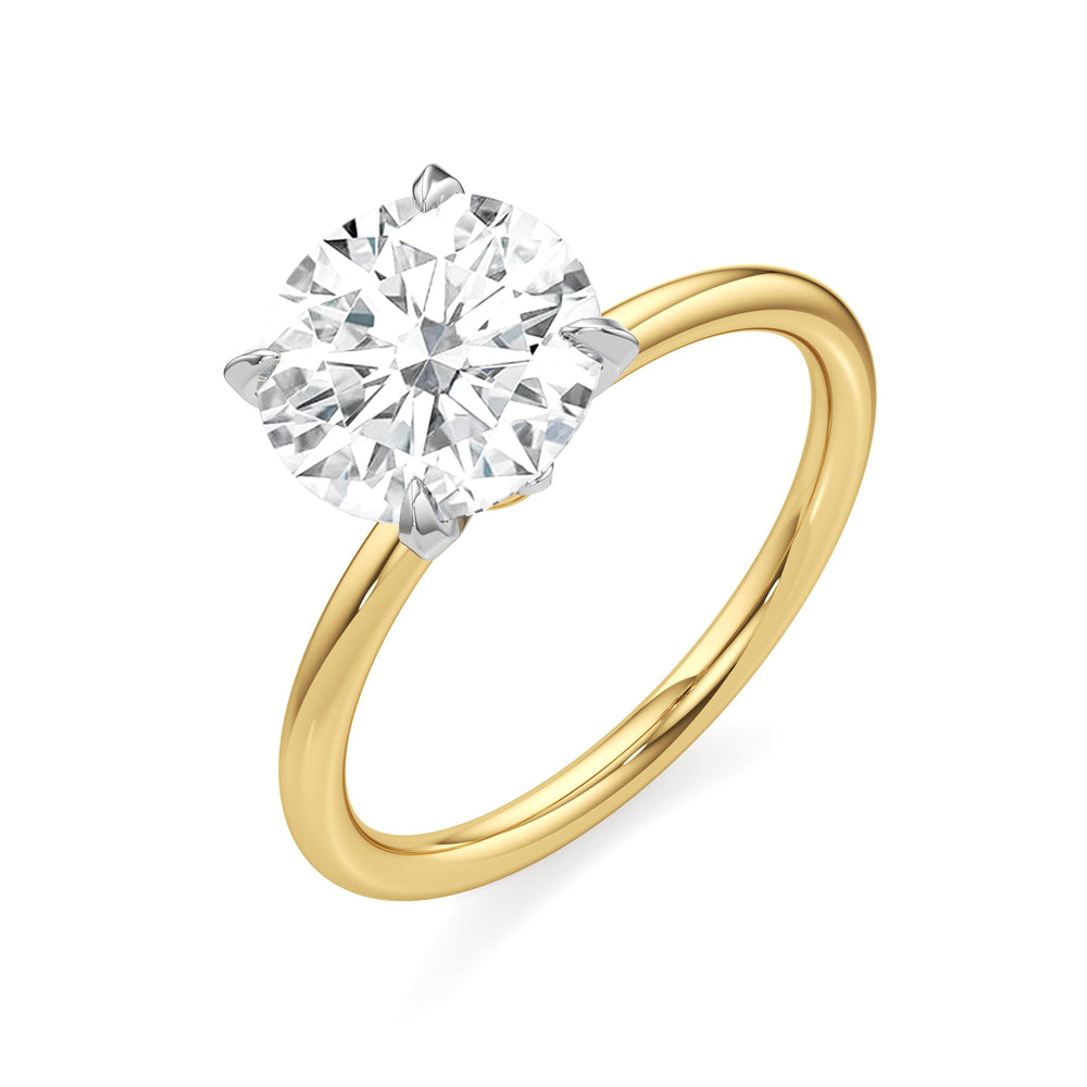 Round Cut The W Classic Engagement Ring with Lab Grown Diamond in 14KT Yellow Gold & Platinum view 3
