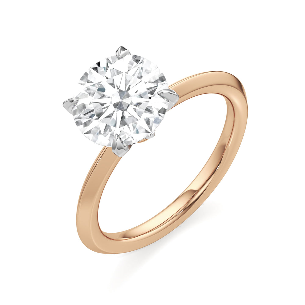 Round Cut The W Evolution Engagement Ring with Lab Grown Diamond in 14KT Rose Gold & Platinum view 3
