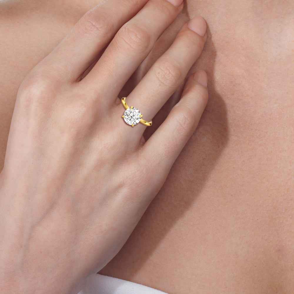 Model Wearing The W Evolution Engagement Ring with Lab Grown Diamond view