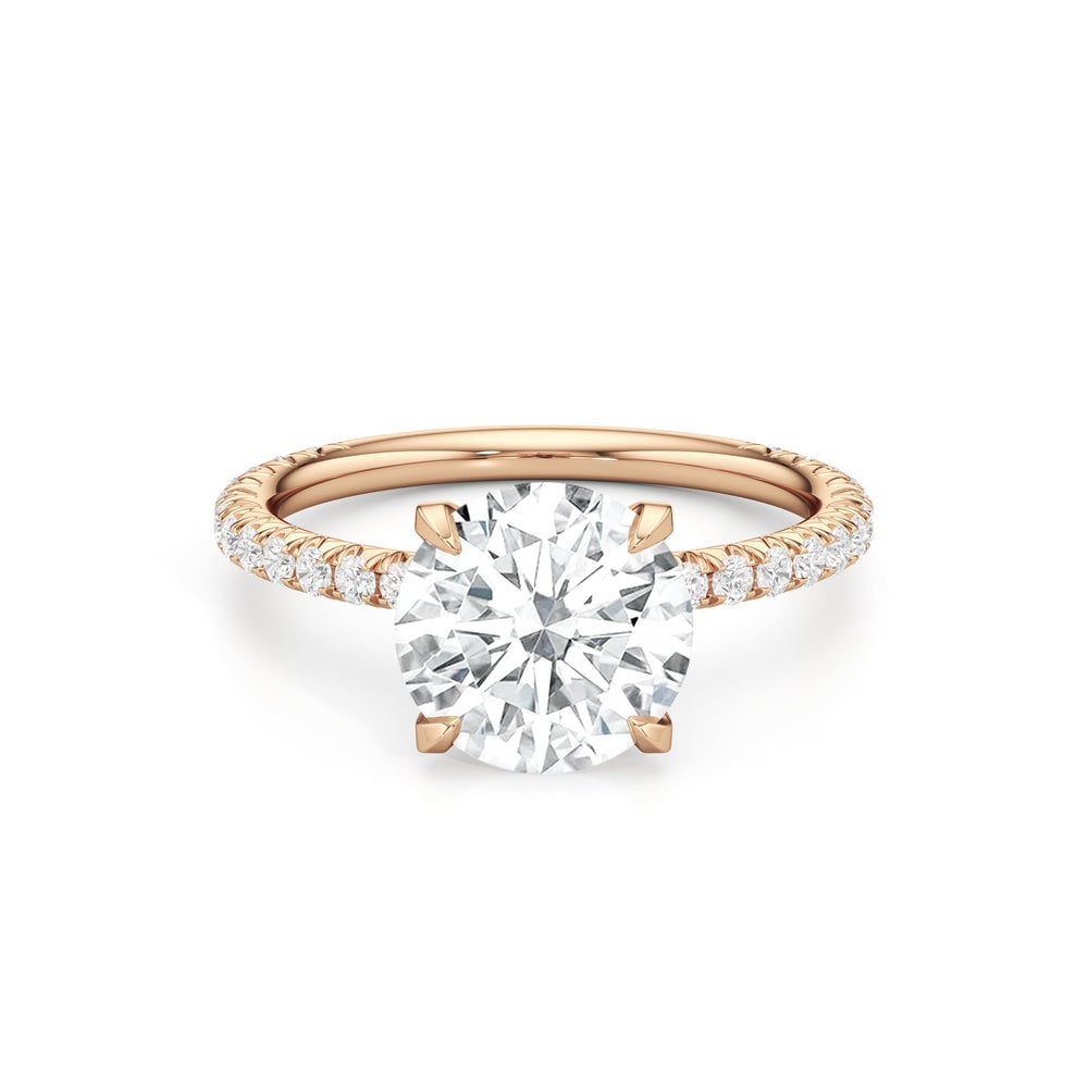Round Cut The W Pavé Engagement Ring with Lab Grown Diamond in 14KT Rose Gold view 1
