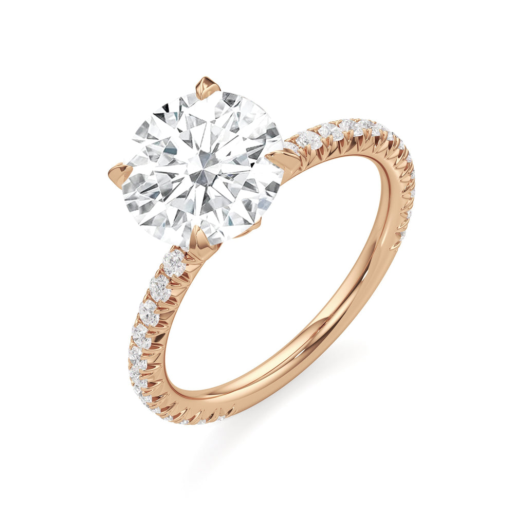 Round Cut The W Pavé Engagement Ring with Lab Grown Diamond in 14KT Rose Gold view 3
