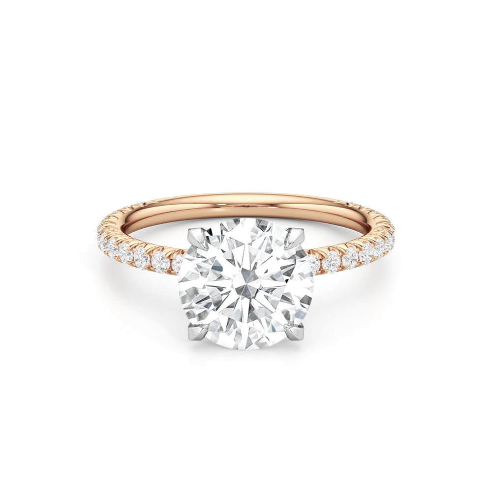 Round Cut The W Pavé Engagement Ring with Lab Grown Diamond in 14KT Rose Gold & Platinum view 1
