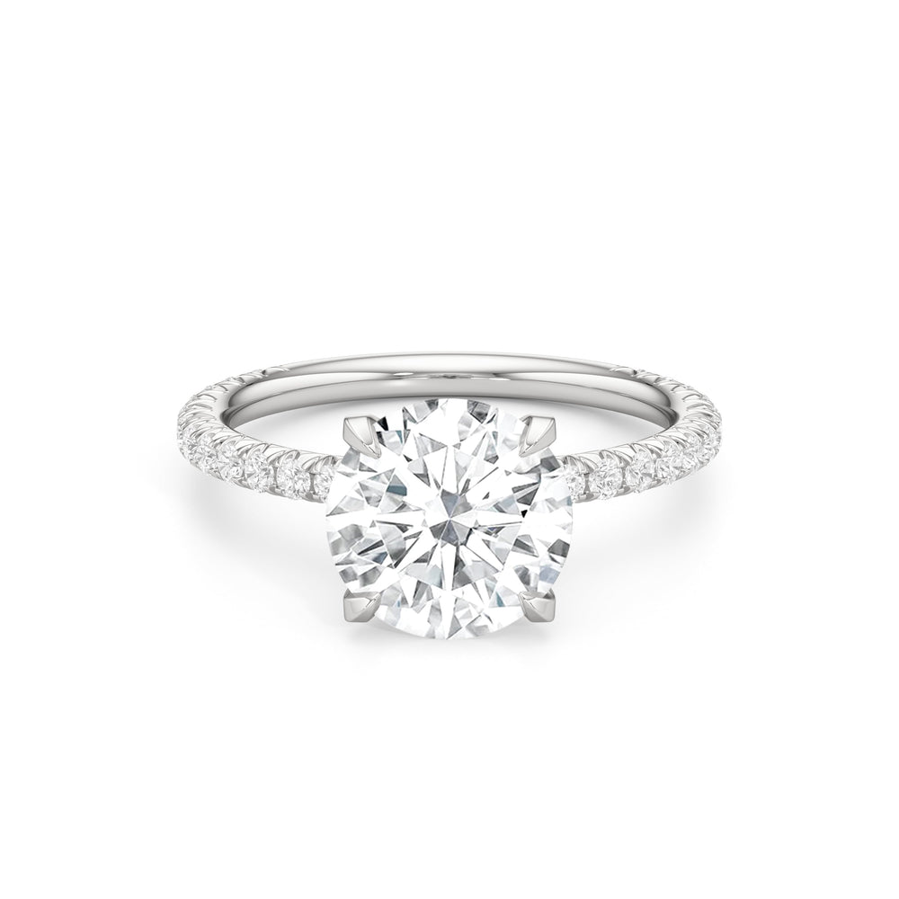 Round Cut The W Pavé Engagement Ring with Lab Grown Diamond in 14KT Platinum view 1
