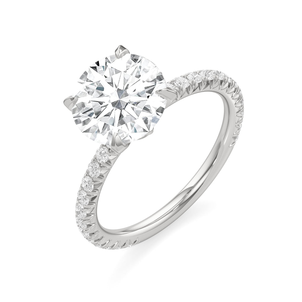 Round Cut The W Pavé Engagement Ring with Lab Grown Diamond in 14KT Platinum view 3
