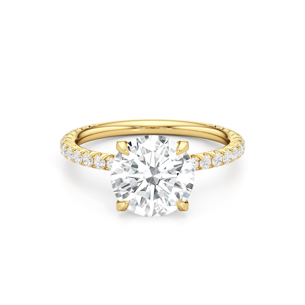 Round Cut The W Pavé Engagement Ring with Lab Grown Diamond in 14KT Yellow Gold view 1
