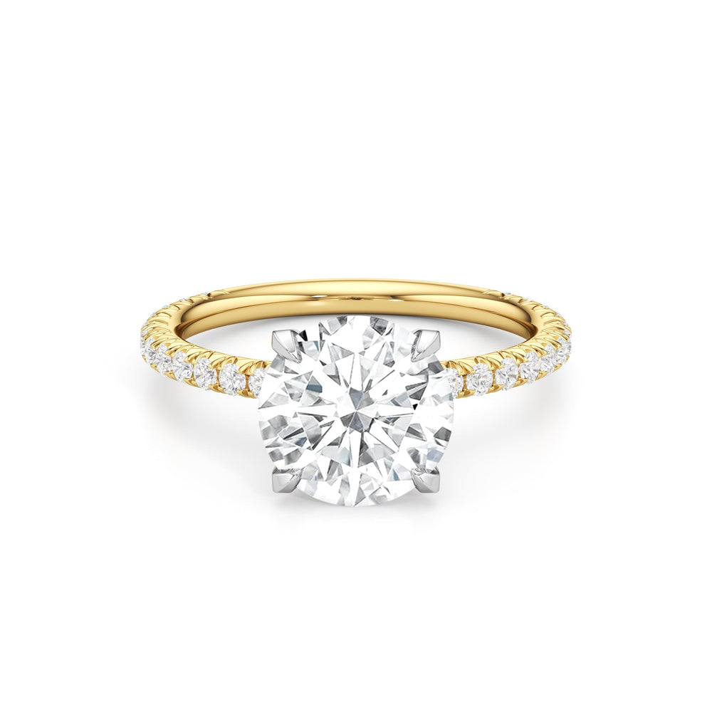 Round Cut The W Pavé Engagement Ring with Lab Grown Diamond in 14KT Yellow Gold & Platinum view 1

