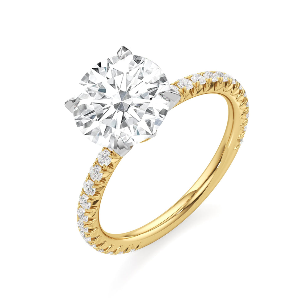 Round Cut The W Pavé Engagement Ring with Lab Grown Diamond in 14KT Yellow Gold & Platinum view 3
