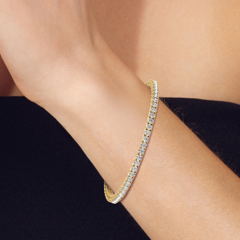 Model Wearing Four Prong Lab Diamond Tennis Bracelet view