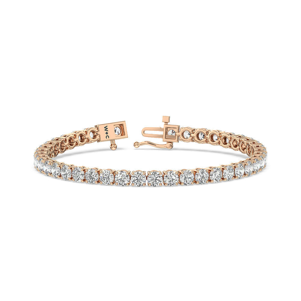 Four Prong Lab Diamond Tennis Bracelet with 9 Cut Diamond in 14KT Rose Gold view 1
