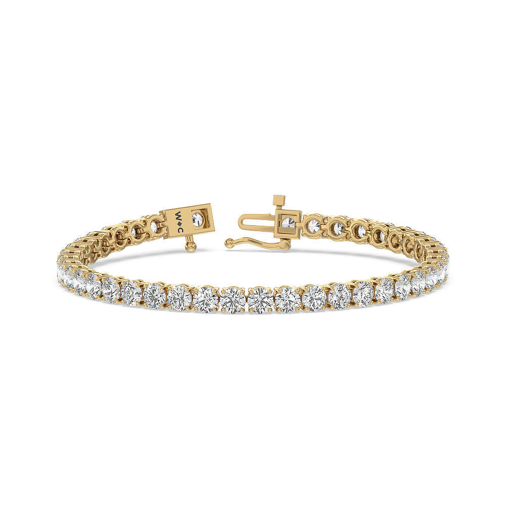 Four Prong Lab Diamond Tennis Bracelet with 9 Cut Diamond in 14KT Yellow Gold view 1
