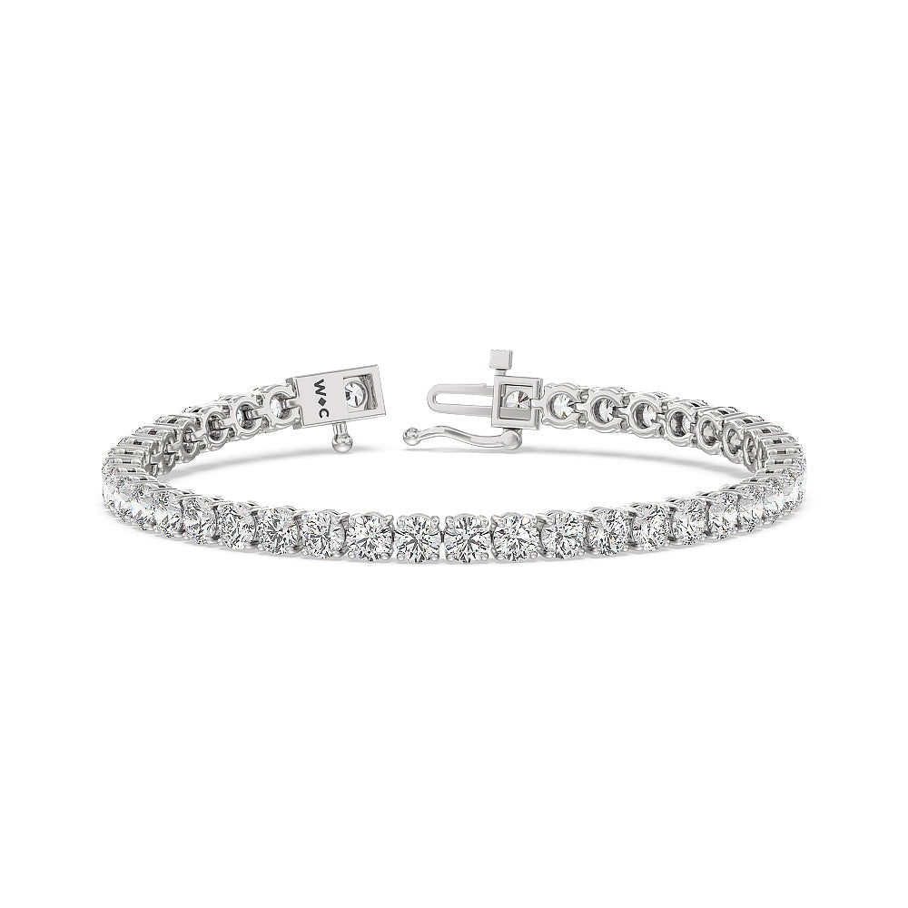 Four Prong Lab Diamond Tennis Bracelet with 9 Cut Diamond in 14KT White Gold view 1
