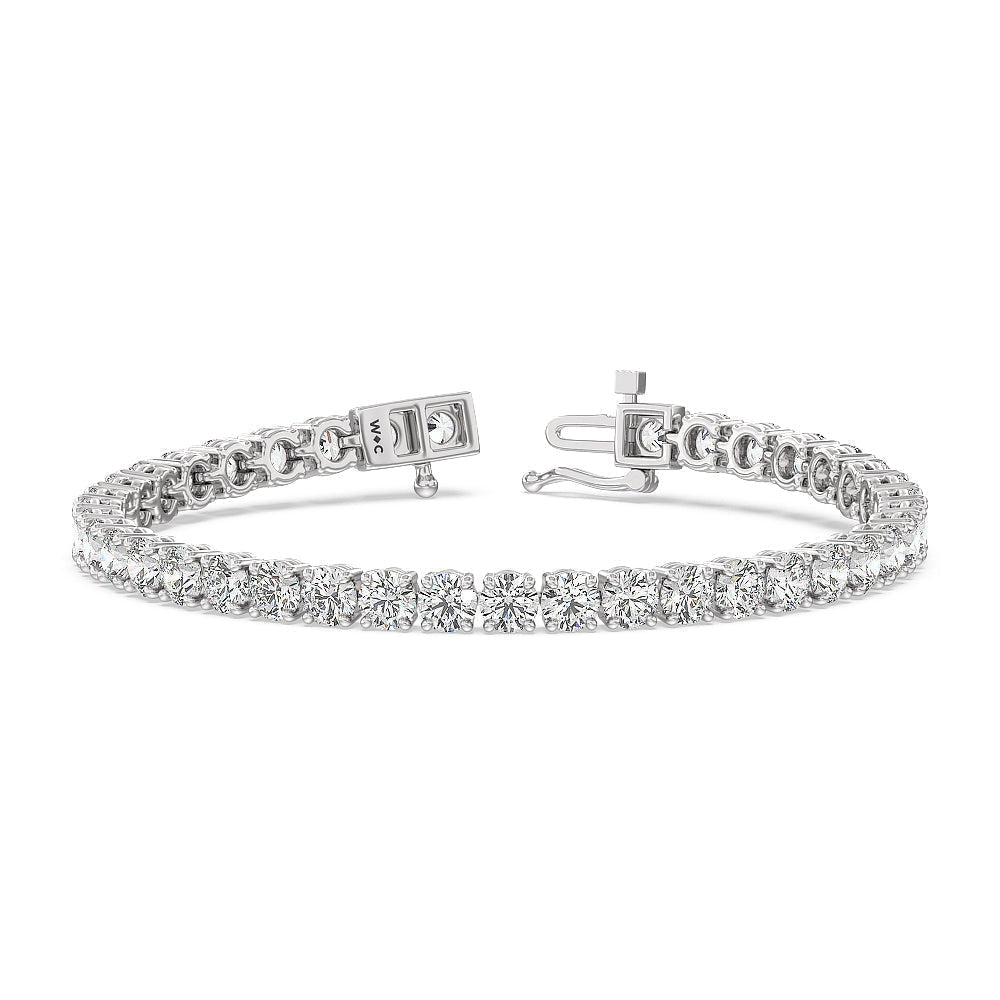 Four Prong Lab Diamond Tennis Bracelet with 12 Cut Diamond in 14KT White Gold view 1

