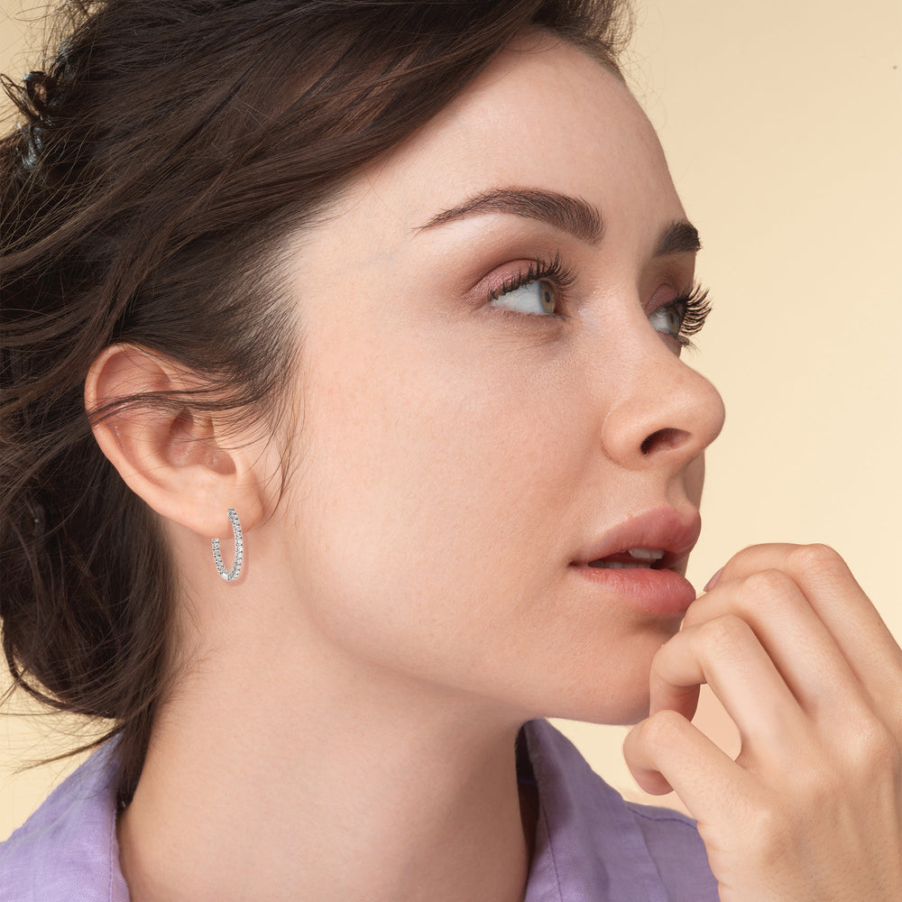 Inside Out Diamond Round Hoops with 18KT Yellow Gold / Lab / 1 1/2 Cut Diamond in 14KT Yellow Gold / Lab / 1 1/2 view 3
